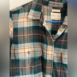Teal American Eagle Flannel, SOFT, Size M